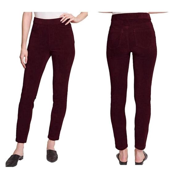 Gloria Vanderbilt Women's Pull on Skinny Knit Corduroy Mid Rise Pants Cabernet - Picture 1 of 7